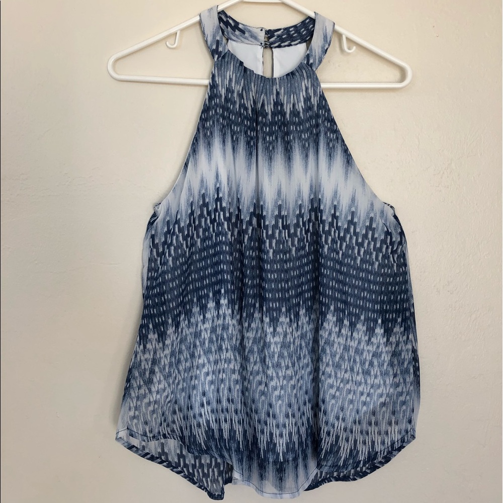 Blue and white halter top